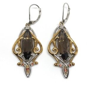 Michael Valitutti NH 925 Sterling Silver Smoky Quartz Citrine Dangle Earrings